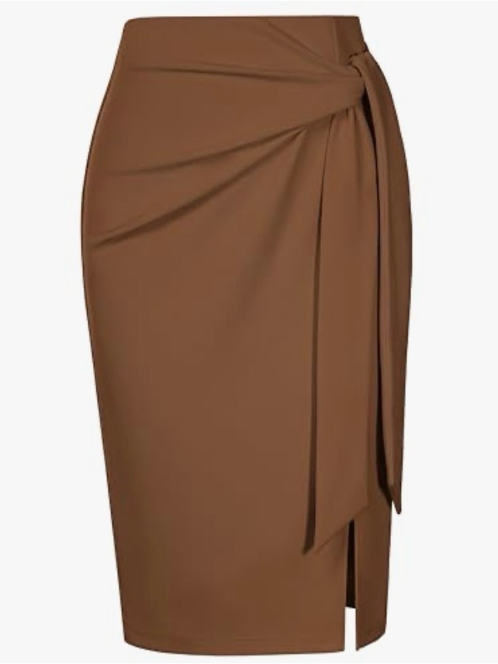 Brown Knot-Detail Pencil Skirt Sz.L